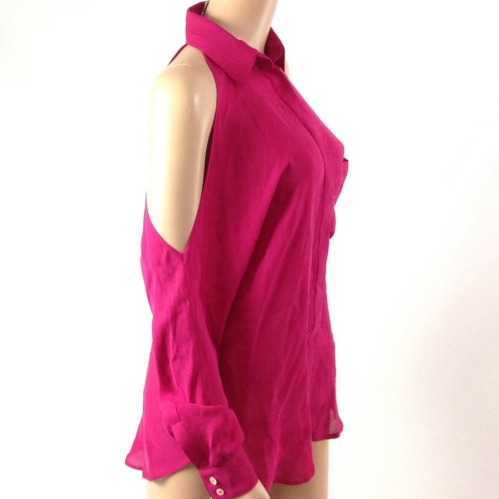Haute Hippie Silk Cold Shoulder Button Down